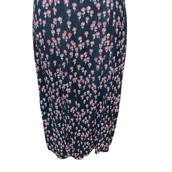 Free People Corrie Split Hem Ditsy Floral Print Midi Dress Black Red Size 6 - Picture 4 of 9